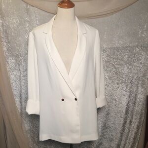 White Topshop Double breasted lightweight Blazer Size 12